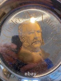 Franklin Mint Sterling Silver PLATE 24k Inlay James Garfield President Plate