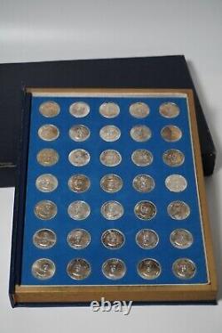 Franklin Mint Sterling Silver Presidential 35 Coin Set 280 GRAM 10 OUNCES COA