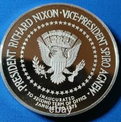 Franklin Mint, Sterling Silver Proof 1973 Nixon/Agnew 6.38 Oz Inaugural Medal