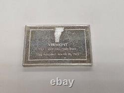 Franklin Mint Sterling Silver Vermont State Flag Ingot