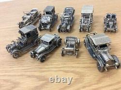 Franklin Mint Sterling Silver Vintage Miniature Cars Model Collection Set