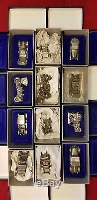 Franklin Mint Sterling Silver Vintage Miniature Silver Cars Model Collection Set