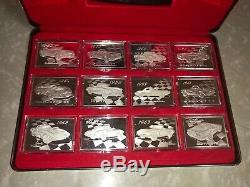 Franklin Mint Sterling Silver'greatest Corvettes' Automobile Medal Set. Proof