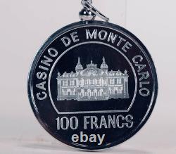 Franklin Mint Sterling silver Monte Carlo casino 100 franc chip with pendant COA