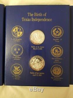 Franklin Mint Texas Under Six Flags 50 Sterling Silver Medals Set