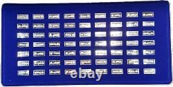 Franklin Mint The 63 Car Mini-Ingot Collection 925 Sterling Silver Bars + Cards