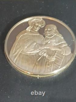 Franklin Mint The Bridal Couple by Rembrandt. 925 Sterling Silver Medal with