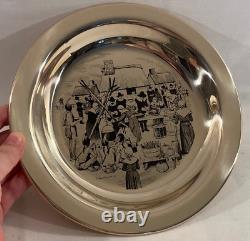 Franklin Mint The First Thanksgiving #3023 Solid Sterling Silver 8 Plate 1972