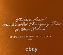 Franklin Mint The First Thanksgiving #3023 Solid Sterling Silver 8 Plate 1972