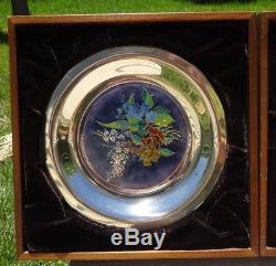Franklin Mint The Four Seasons Champleve On Sterling Silver Plates Complete Set