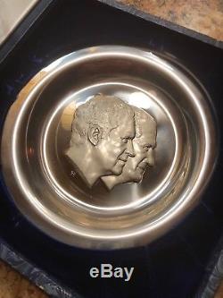 Franklin Mint The Official 1973 Inaugural Plate Sterling Silver Nixon Agnew