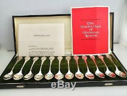 Franklin Mint The Twelve Days Of Christmas Sterling Silver Spoon Set #2244
