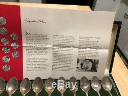 Franklin Mint The Twelve Days Of Christmas Sterling Silver Spoon Set Signature