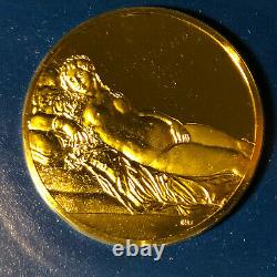 Franklin Mint The Venus of Urbino 24k Gold Sterling Silver Medal Sealed Mint