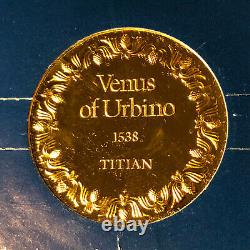 Franklin Mint The Venus of Urbino 24k Gold Sterling Silver Medal Sealed Mint