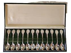 Franklin Mint Twelve Days of Christmas 12 Sterling Silver Spoons