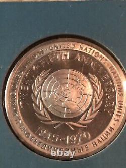 Franklin Mint United Nations 25Th Anniversary Sterling Commemorative Medal VGC