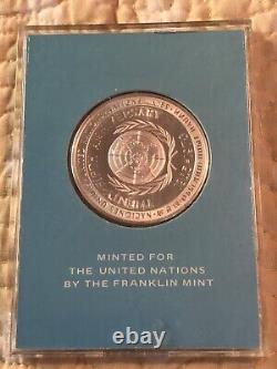 Franklin Mint United Nations 25Th Anniversary Sterling Commemorative Medal VGC