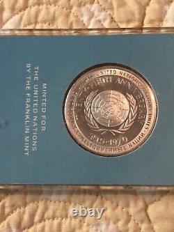 Franklin Mint United Nations 25Th Anniversary Sterling Commemorative Medal VGC