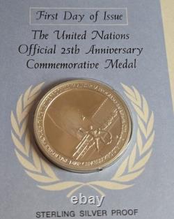 Franklin Mint United Nations 25th Anniversary Sterling Silver Proof Medal 0.925