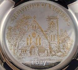 Franklin Mint University of Virginia Sterling Silver Alumni Plate 24K Gold UVA