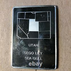 Franklin Mint Utah State Bird and Flower 1.25 oz Sterling Silver Art Bar