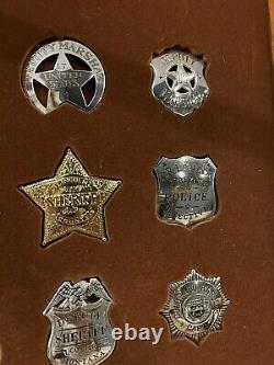 Franklin Mint Vintage 1987 Sterling Silver Law Badges of The West -Set Of 12