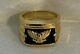 Franklin Mint'wings Of Gold' Men's Ring Silver + 14k Gold Eagle + Onyx