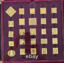 Franklin Mint World's First Stamps Gold on Sterling Silver 73 Ingots Set + COA