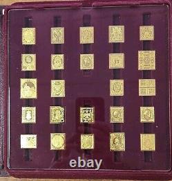 Franklin Mint World's First Stamps Gold on Sterling Silver 73 Ingots Set + COA