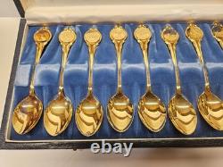 Franklin Mint Zodiac Spoons Signature Edition Set Gold Vermeil Sterling Silver