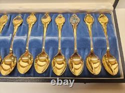Franklin Mint Zodiac Spoons Signature Edition Set Gold Vermeil Sterling Silver