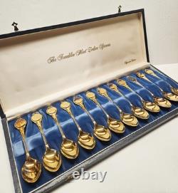Franklin Mint Zodiac Spoons Signature Edition Set Gold Vermeil Sterling Silver