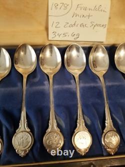 Franklin Mint Zodiac Sterling Silver Spoon Set 925