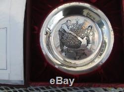 Franklin Mint four Norman Rockwell Solid Sterling Silver ChristmasPlates
