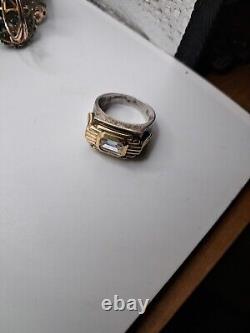 Franklin Miny Sterling Silver And 14k Gold Ring With Cz