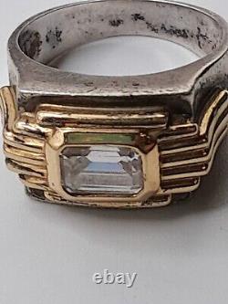 Franklin Miny Sterling Silver And 14k Gold Ring With Cz