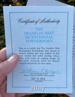 Franklin mint BACCARAT CRYSTAL & STERLING SILVER BICENTENNIAL POWDERHORN in box