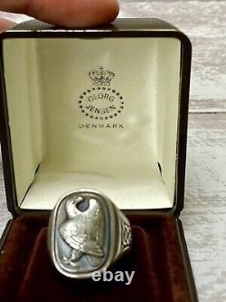 Georg Jensen Silver Sterling Eagle Ring 7.5 Box with papers Franklin Mint 1982