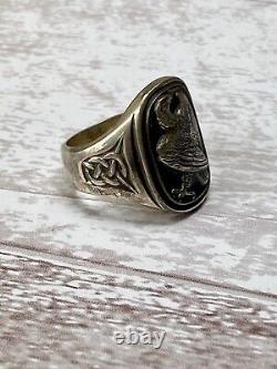 Georg Jensen Silver Sterling Eagle Ring 7.5 Box with papers Franklin Mint 1982