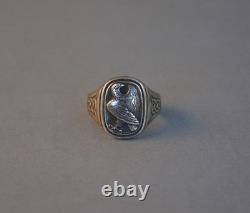 Georg Jensen Sterling Silver Eagle Signet Ring Franklin Mint SZ 12 3/4