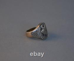 Georg Jensen Sterling Silver Eagle Signet Ring Franklin Mint SZ 12 3/4