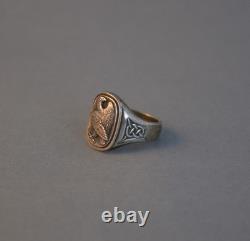 Georg Jensen Sterling Silver Eagle Signet Ring Franklin Mint SZ 12 3/4