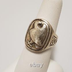 George Jensen 1982 Denmark Sterling Silver Franklin Mint Eagle Ring Size 8
