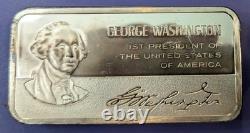 George Washington 5000 Grain Sterling Silver Bar Franklin Mint Vintage Ingot