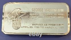 George Washington 5000 Grain Sterling Silver Bar Franklin Mint Vintage Ingot