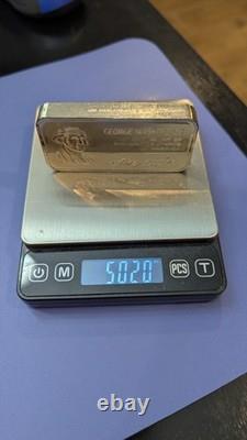 George Washington 5000 Grain Sterling Silver Bar Franklin Mint Vintage Ingot