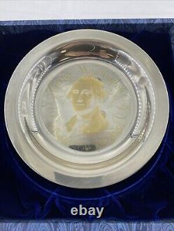 George Washington Sterling Silver Plate Franklin Mint Ltd Ed 24k 100% Compete