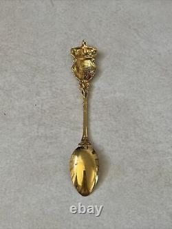 Gold Franklin Mint Sterling Silver 925 Crown Jewel Spoon Vintage