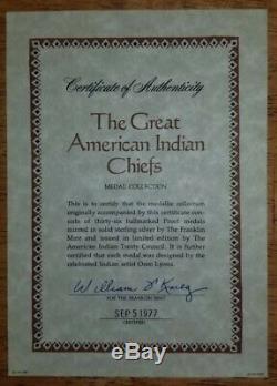 Great American Indian Chiefs Medal Collection Sterling Silver Franklin Mint